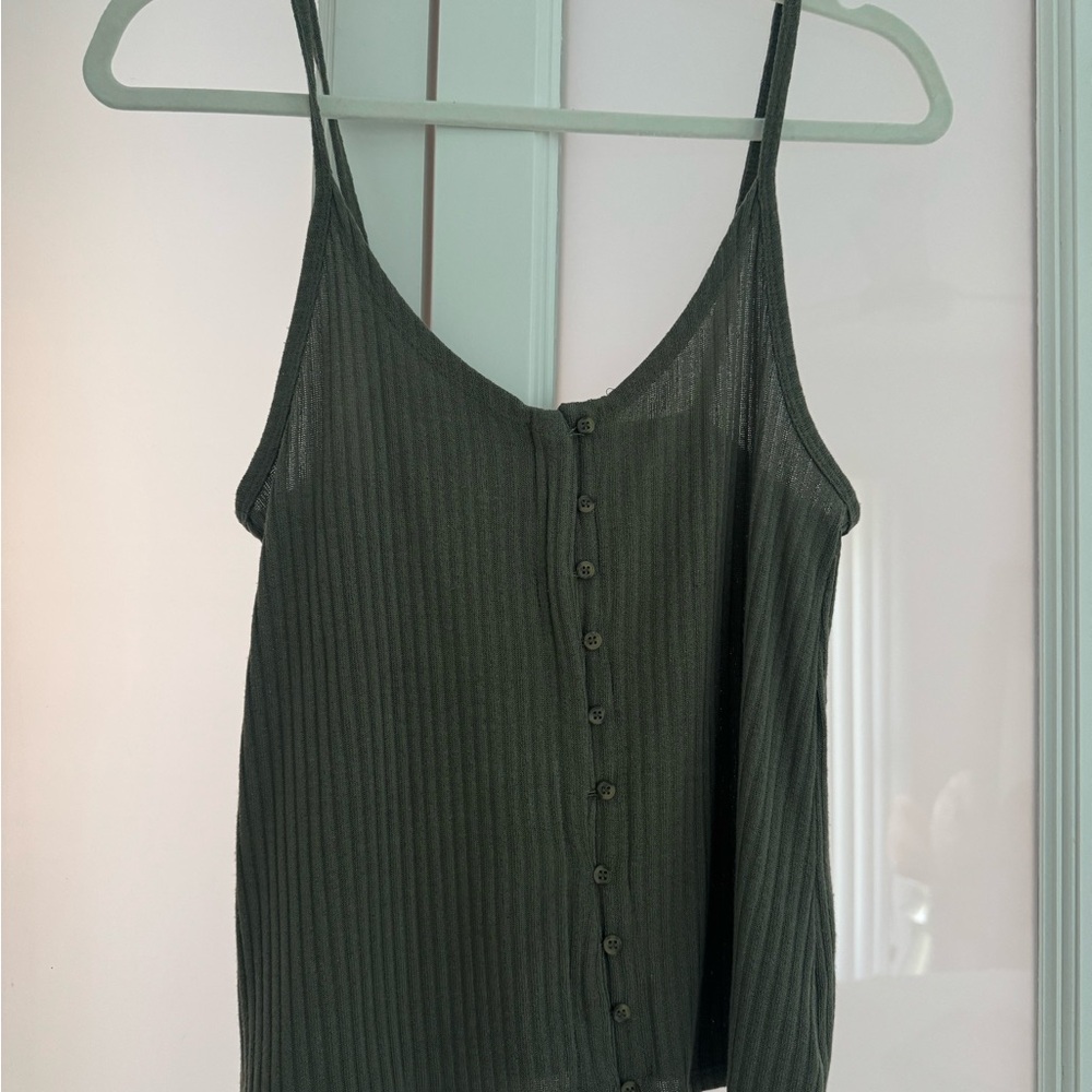 American Eagle Outfitters Olive Button-Front Camisole